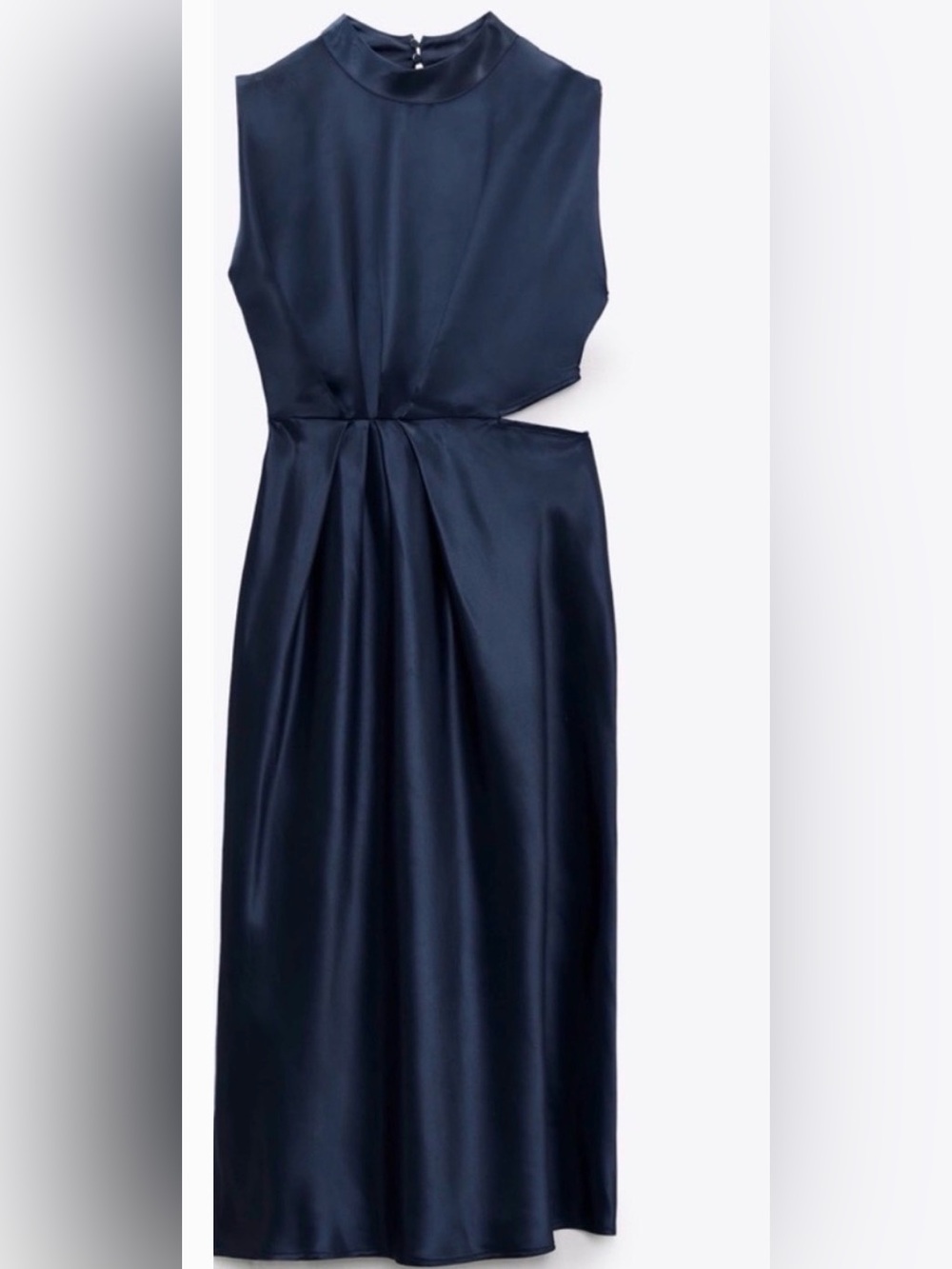 Zara Midnight Blue Asymmetrical Satin Dress